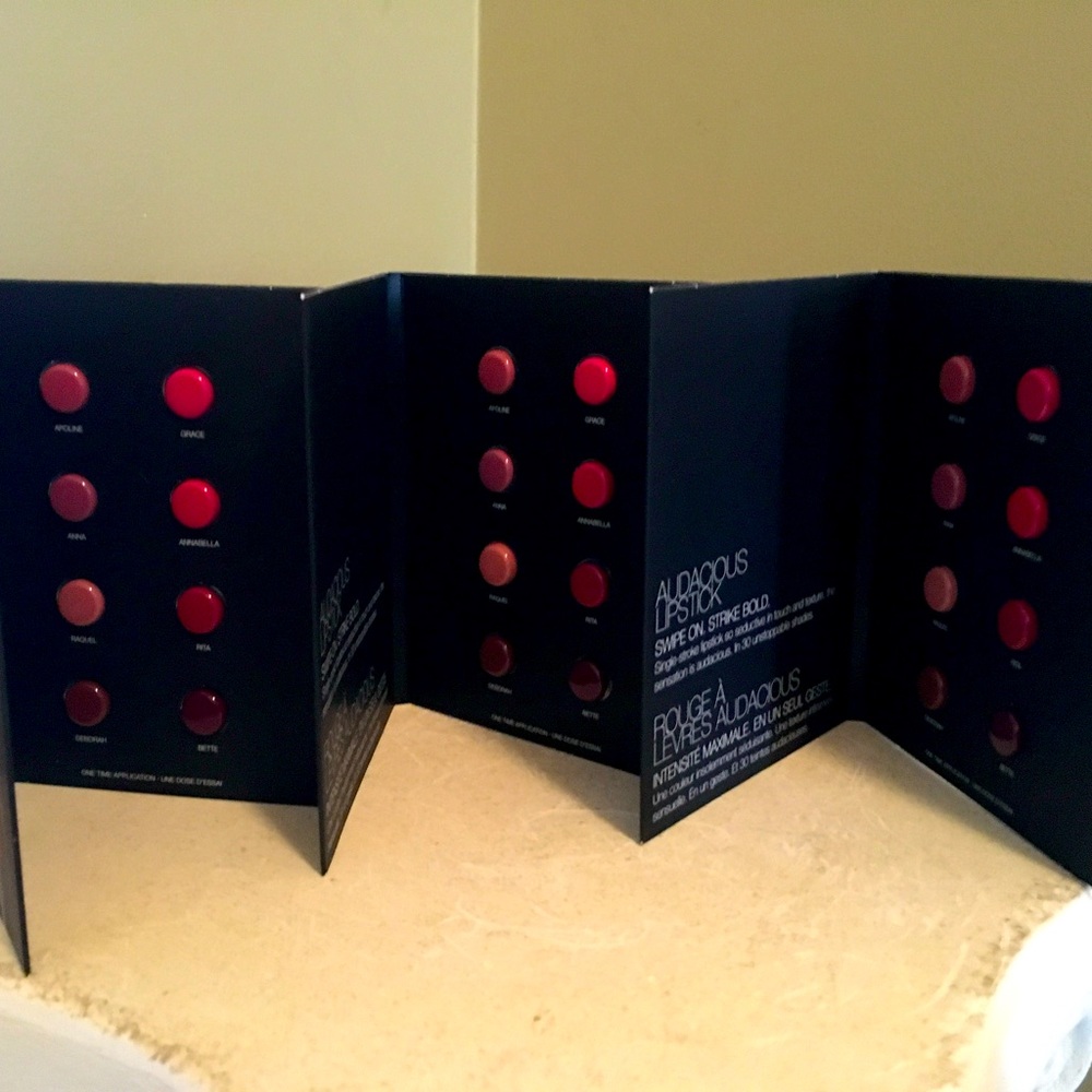 NARS AUDACIOUS LIPSTICK (3) Sample Cards 8 Shades Ea. W/Pouch - NEW!